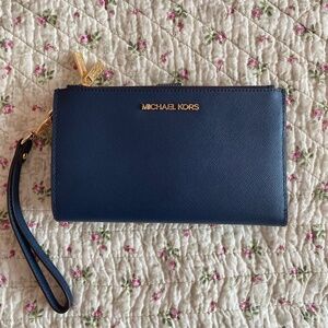 Michael Kors navy blue wallet with strap